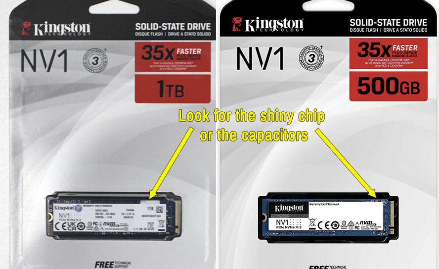 Kingston NV1 может поставляться с разными контроллерами и памятью (TLC или QLC, SMI или Phison)