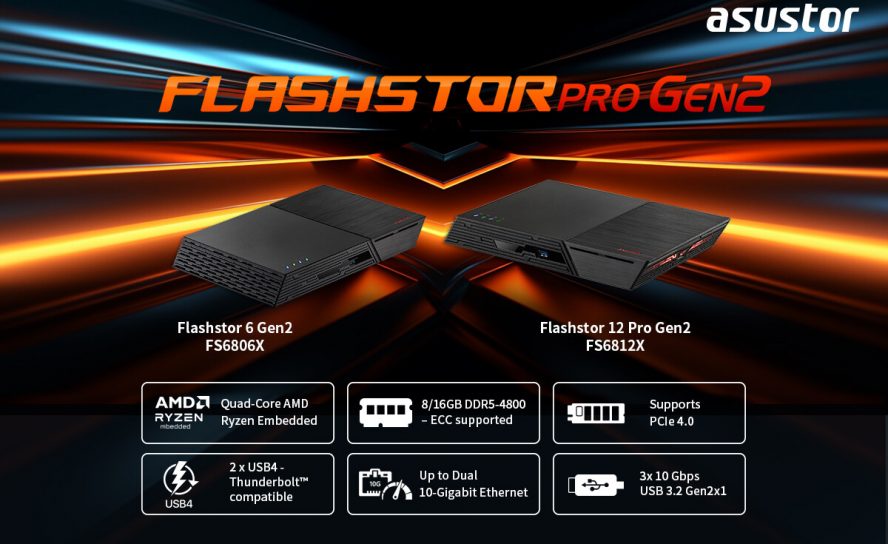 ASUSTOR представляет серию NAS Flashstor Gen2 на базе четырехъядерных процессоров AMD Ryzen Embedded