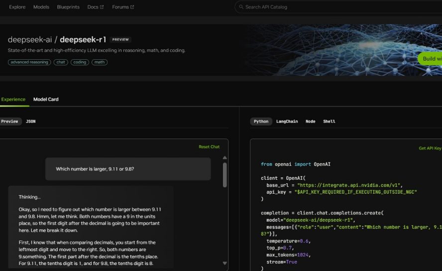 DeepSeek-R1 теперь доступна в виде микросервиса NVIDIA NIM