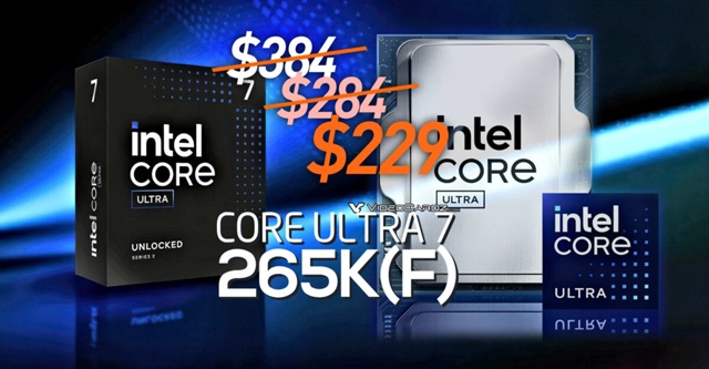 Intel Core Ultra 7 265K и 265KF упали в цене ниже $250 — рекордные скидки на флагманские процессоры