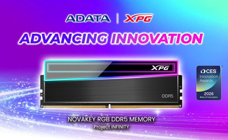 Зеркальная бесконечность: XPG NOVAKEY DDR5 получил престижную награду CES 2026 за революционный дизайн и "зеленые" технологии