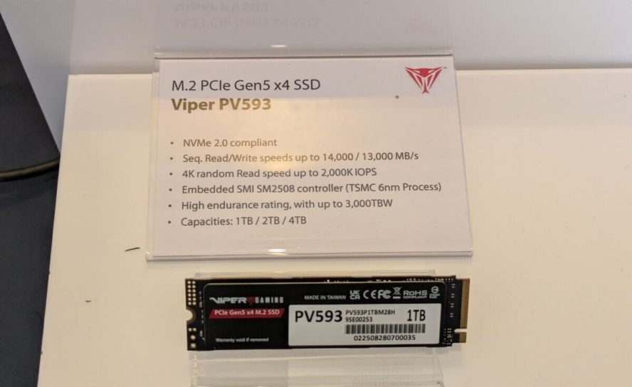 Patriot Memory показала на CES 2026 флагманские PCIe 5.0 SSD Viper с рекордной скоростью без DRAM