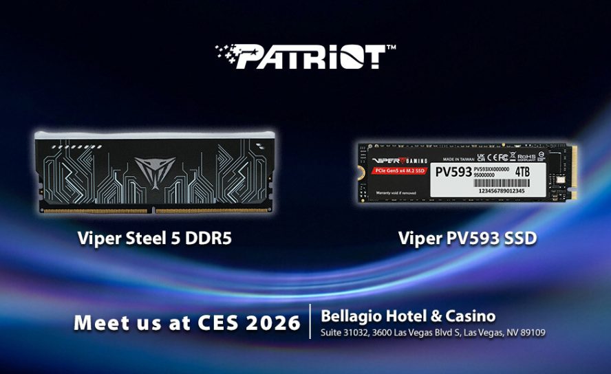 Patriot Memory представит на CES 2026 новые DDR5 модули и PCIe Gen 5 SSD для геймеров и профессионалов