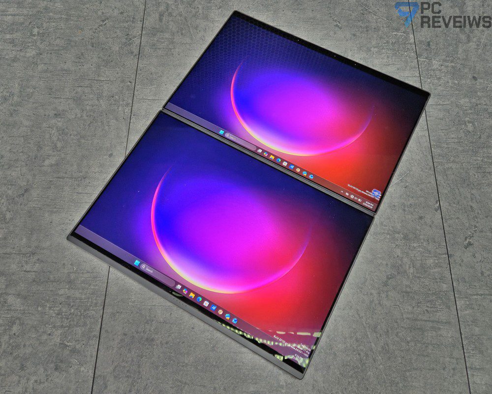 Два 14-дюймовых ASUS Lumina Pro OLED-дисплея с разрешением 3K и частотой 144 Гц.
