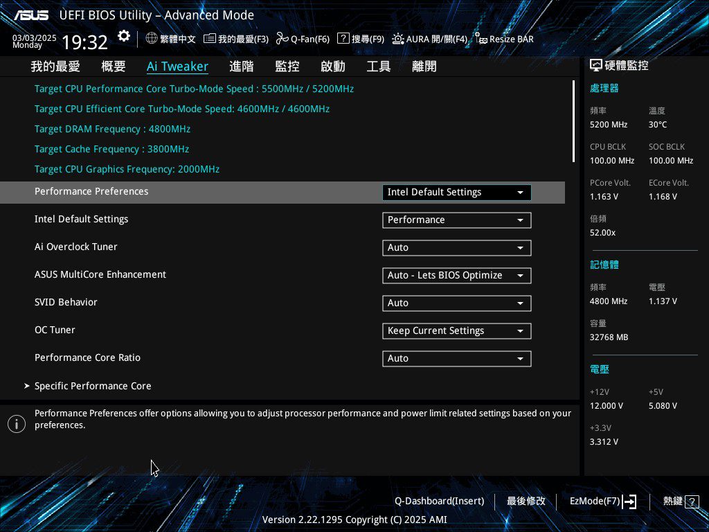 Расширенные настройки ASUS UEFI BIOS в режиме Advanced Mode.