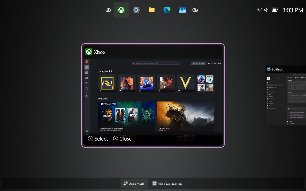 Библиотека игр в Xbox Mode, объединяющая Steam, Xbox App и другие лаунчеры.
