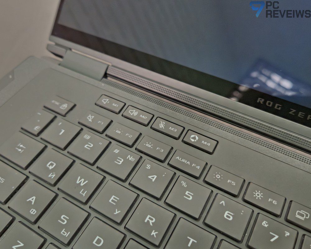 Дополнительные функциональные клавиши клавиатуры ASUS ROG Zephyrus Duo 2026 для регулировки громкости, отключения микрофона и запуска Armoury Crate.
