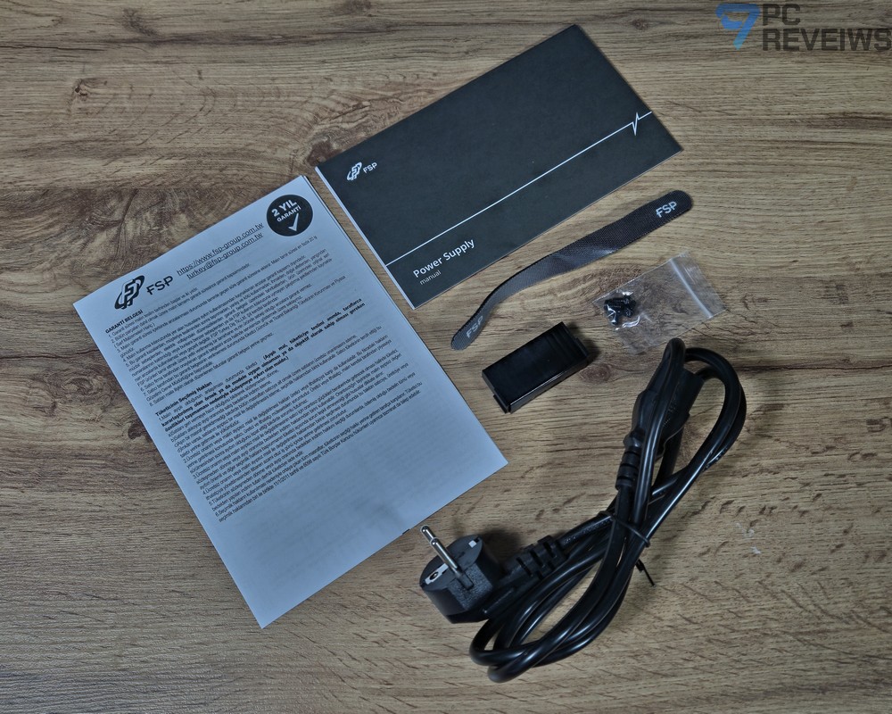 Комплект поставки FSP VITA GD 750W: блок питания, кабель питания, документация, крепёж и аксессуары