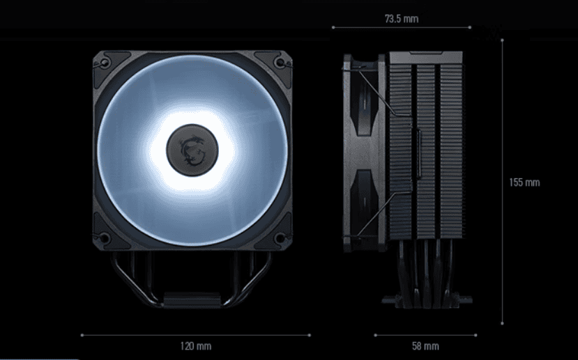 Башенный кулер MSI PRO COREFROZR AR15 с одним вентилятором