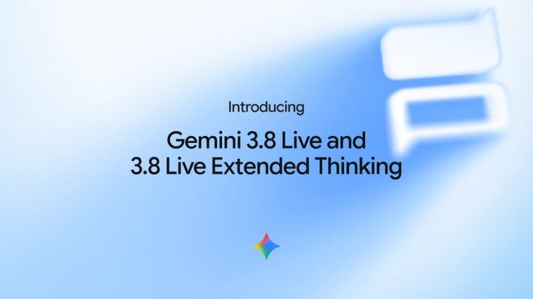 Логотип Google Gemini 3.8 Live с элементами голосового интерфейса