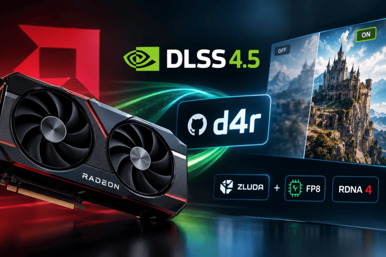 Видеокарта AMD Radeon RX 9070 XT с логотипом NVIDIA DLSS