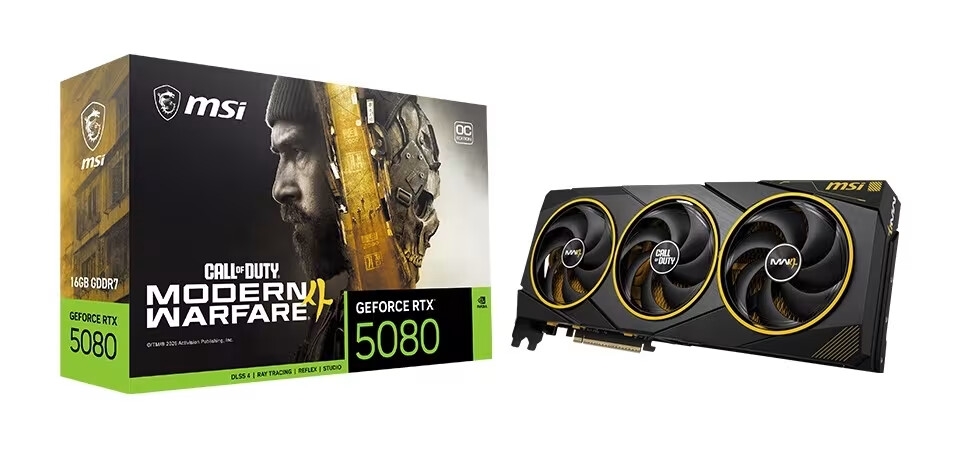 Лимитированная видеокарта MSI GeForce RTX 5080 COD MW4 Edition в жёлто-чёрном дизайне