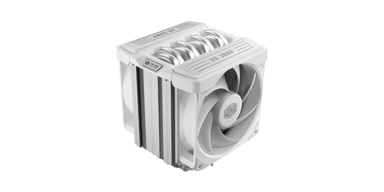 Серебристо-белый процессорный кулер Cooler Master V8 ACE 3DHP с двумя белыми вентиляторами