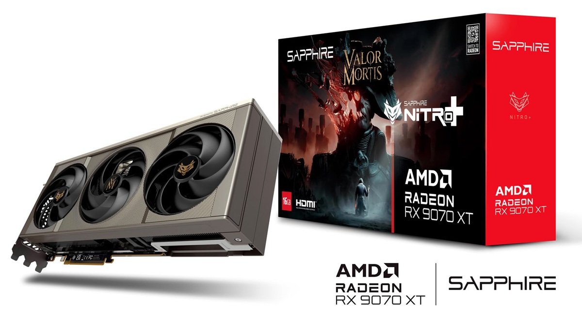 Видеокарта Sapphire NITRO+ Radeon RX 9070 XT Valor Mortis Edition с тематическим оформлением игры