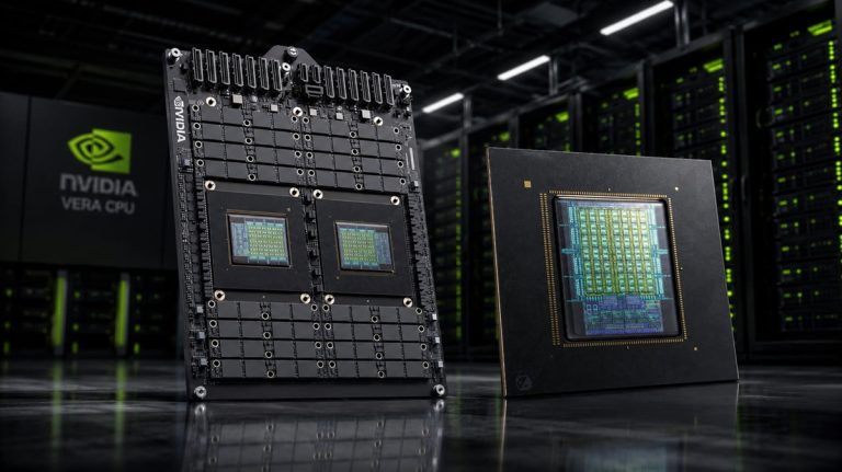 NVIDIA Vera CPU на фоне серверных стоек