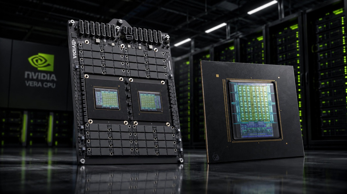 NVIDIA Vera CPU на фоне серверных стоек